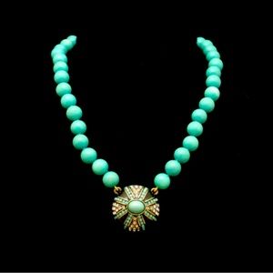 Heidi Daus Enamel Crystal Deco Statement Necklace